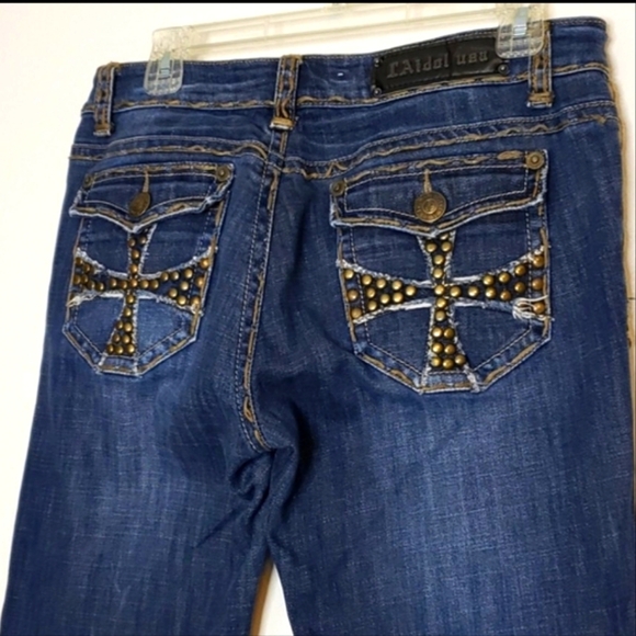 LA IDOL USA Y2K Jeans Studded Bootcut Overstitched Vintage Excellent Summer - Picture 1 of 16
